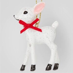 White Glitter Deer Ornament
